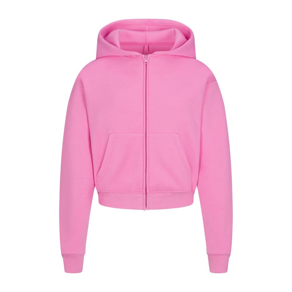 Skims COTTON FLEECE ZIP UP HOODIE 
BUBBLE GUM / S